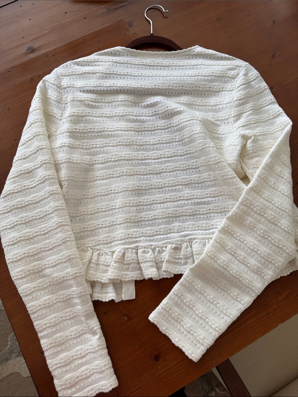 LoveShackFancy Cream Ruffled Button-Front Knit Cardigan - Picture 10 of 12